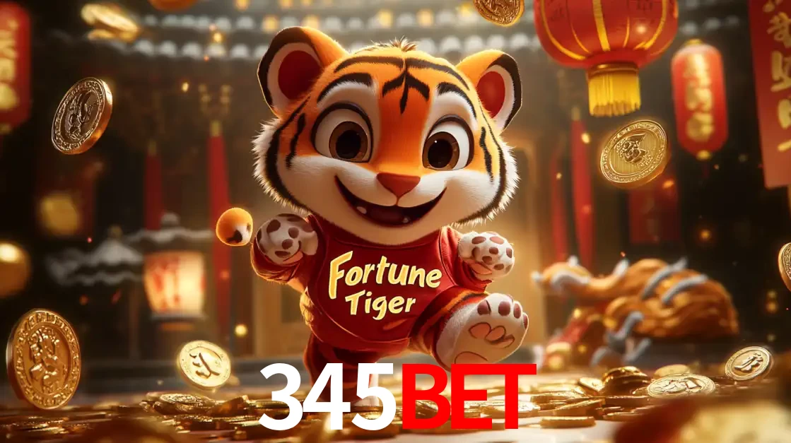 O alegre personagem do Fortune Tiger correndo sobre um caminho de moedas de ouro, simbolizando os grandes prêmios e a diversão do popular jogo de slot do 345BET.